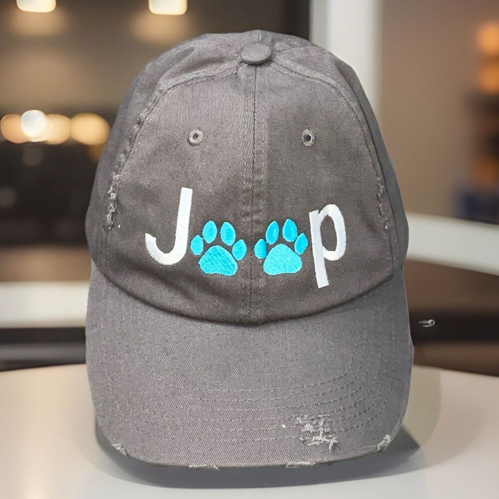 Jeep Distressed Paw Print Baseball Cap